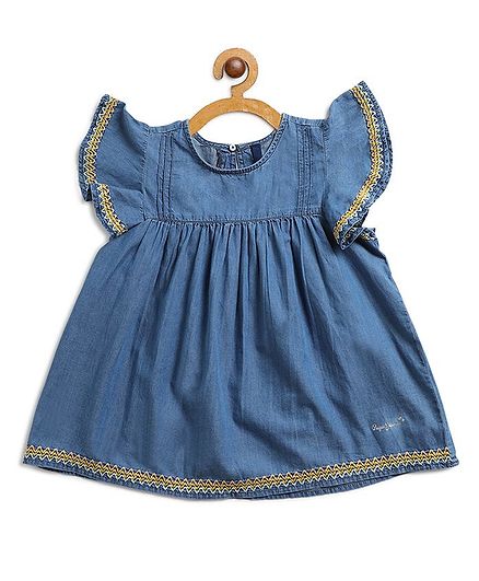 Pepe Jeans Embroidered Short Sleeves Top - Blue
