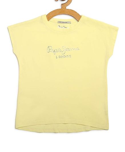 Pepe Jeans Cap Sleeves Graphic Print Tee - Yellow