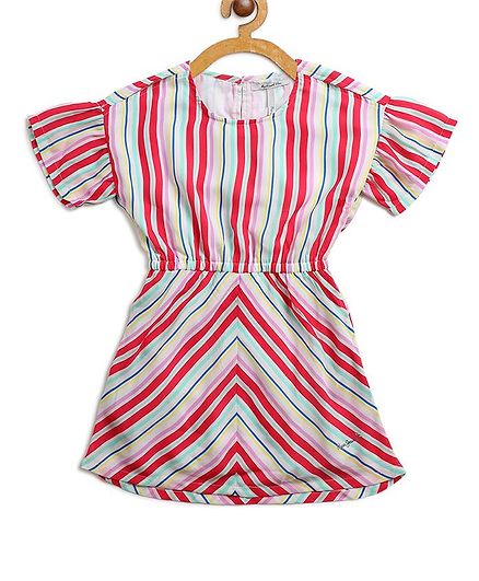 Pepe Jeans Short Sleeves Striped Dress - Red