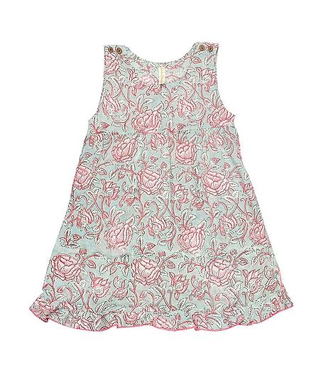 Ikeda Designs Floral Block Print Sleeveless A Line Dress - Pink