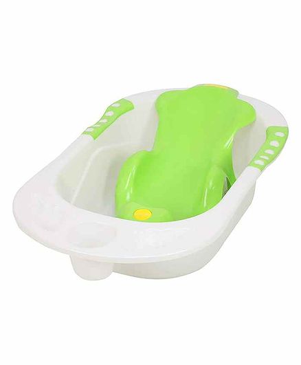 Maanit Baby Bath Tub With Detachable Bather Whale Print- White Green