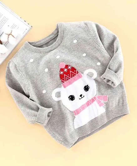 ToffyHouse Full Sleeves Flat Knit Winter Wear Tee - Grey