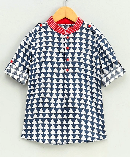 Babyoye Full Sleeves Cotton Kurta - Navy Blue