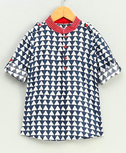 Babyoye Full Sleeves Cotton Kurta - Navy Blue