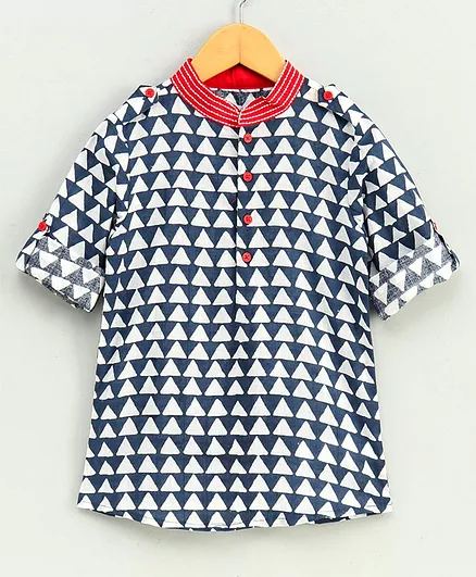Babyoye Full Sleeves Cotton Kurta - Navy Blue