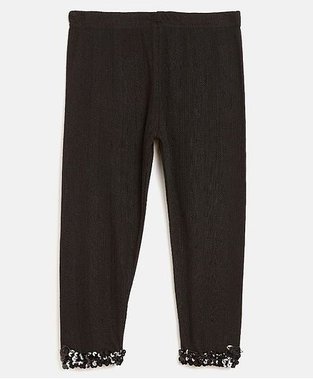 Peek a boo Zoo Sequined Hem Leggings - Black