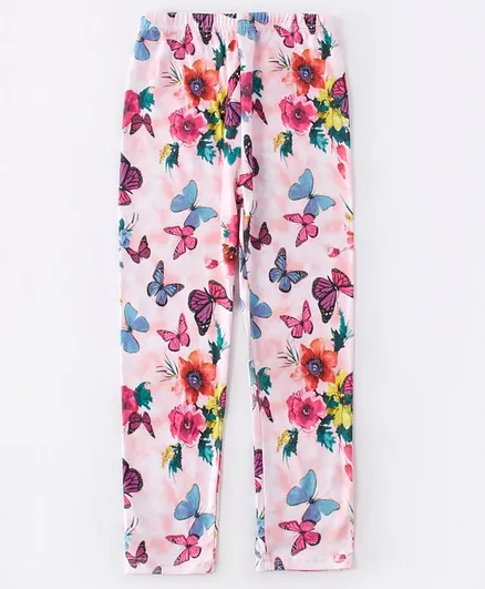 Kookie Kids Full Length Leggings Butterfly Print - Multicolor