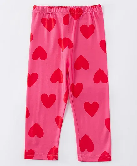 Kookie Kids Full Length Leggings Heart Print - Pink