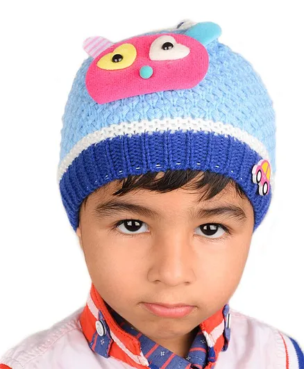 Tiekart Kids Face Design Woolen Cap - Blue