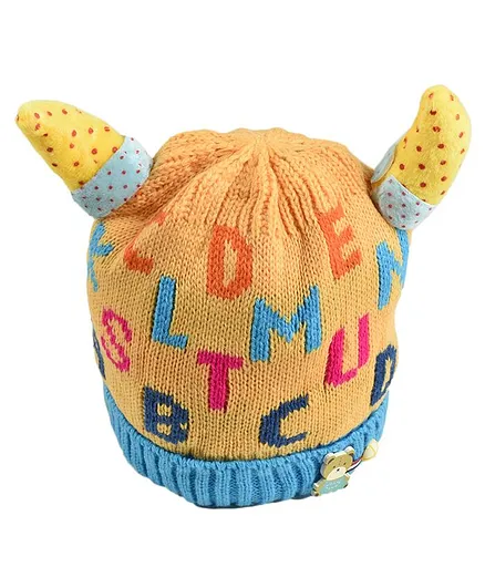 Tiekart Cute Alphabet Pattern Woolen Cap - Yellow