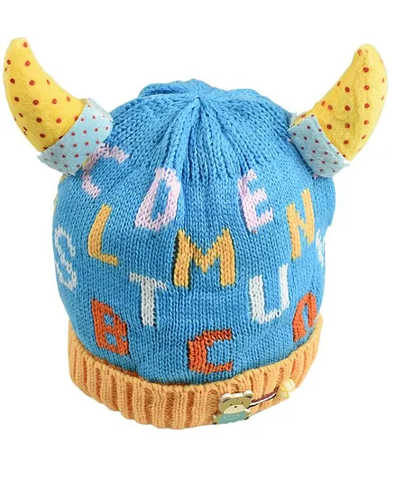 Tiekart Cute Alphabet Pattern Woolen Cap - Blue