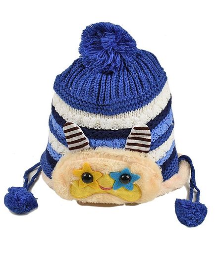 Tiekart Striped Woolen Cap For Kids - Blue