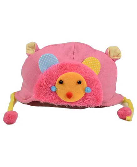 Tiekart Flannel Warm Woolen Cap With Side Ear Covering - Pink