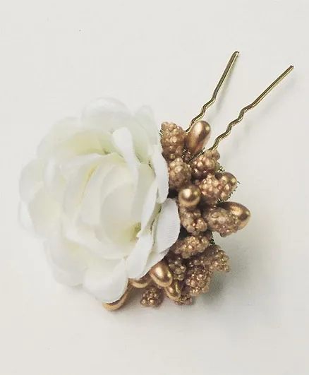 Lime By Manika Floral Bun Hair Pin - White