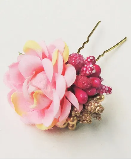 Lime By Manika Floral Bun Hair Pin - Pink