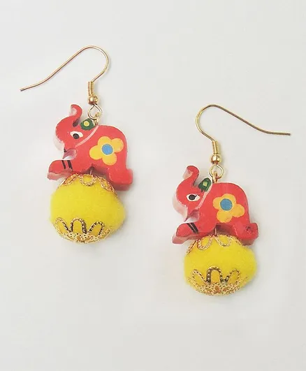 Lime By Manika Little Elephant Detailed Earrings - Yellow