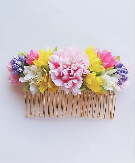Lime By Manika Flower Embellished Hair Pin - Multi Color