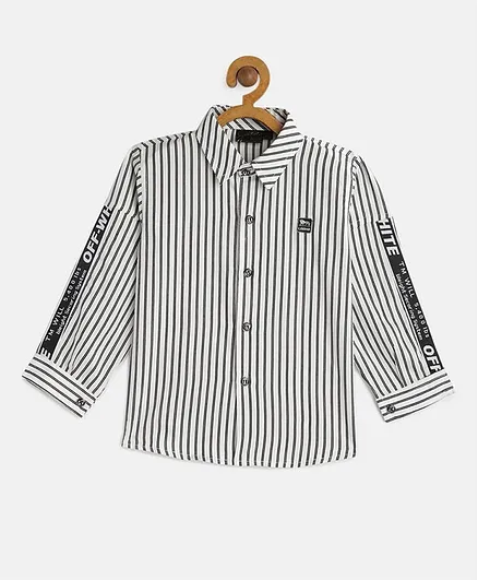 Actuel Full Sleeves Striped Shirt - Black & White