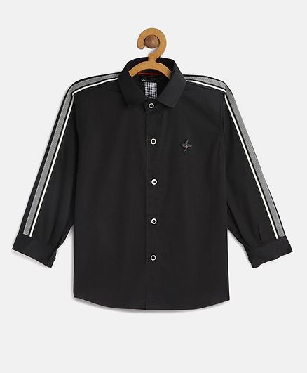 Actuel Full Sleeves Side Taped Shirt - Black