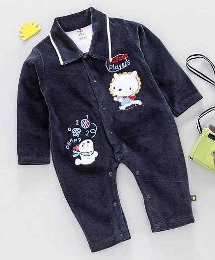 Brats And Dolls Full Sleeves Winter Wear Onesies - Navy Blue