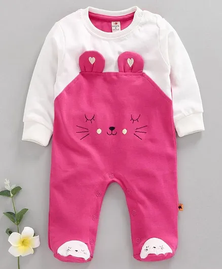 Brats and Dolls Full Sleeves Sleep Suit Bear Print - Pink