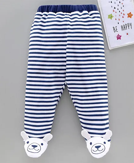 Babyhug Striped Bootie Leggings - Blue