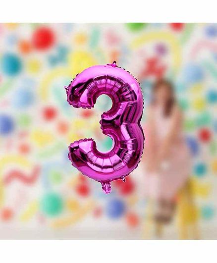 Amfin 3 Number Foil Balloon - Pink