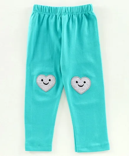 Mom's Love Full Length Leggings Heart Patch - Green