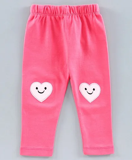 Mom's Love Full Length Leggings Heart Patch - Pink