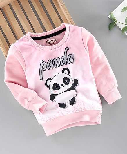 Eteenz Full Sleeves Sweatshirt Panda Print - Pink