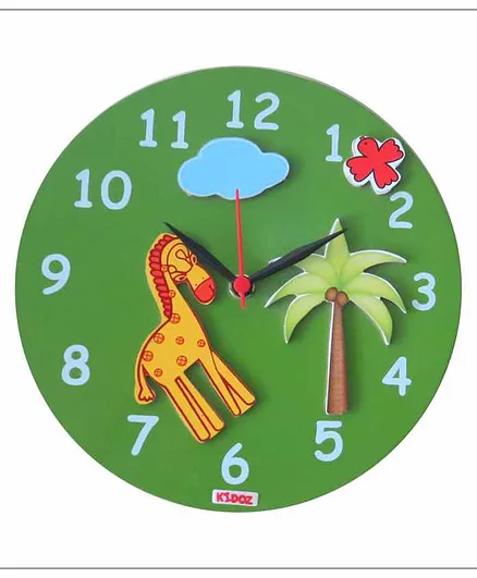 Kidoz Battery Operated Silent Movement Animal Clock - Green