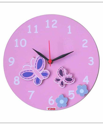 Kidoz Battery Operated Clock Butterfly Applique - Pink