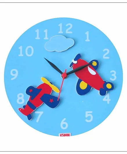 Kidoz Battery Operated Clock Aeroplane Applique - Blue