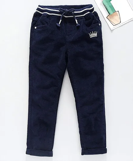 Babyhug Full Length Corduroy Pants - Navy Blue