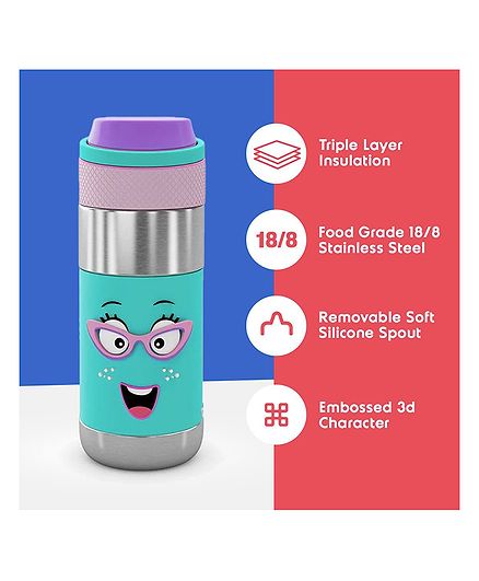 Rabitat Stainless Steel Chatter Box Sipper Water Bottle Green - 400 ml