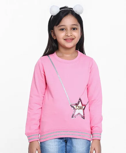 Pine Kids Biowash Full Sleeves Sweatshirts - Pink