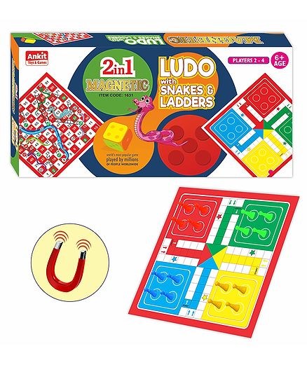 Ankit Toys Magnetic Ludo Snake & Ladder Board Game - Multicolor