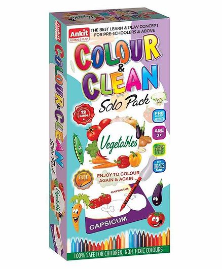 Ankit Toys Vegetables Theme Colour & Clean Kit - 12 Cards