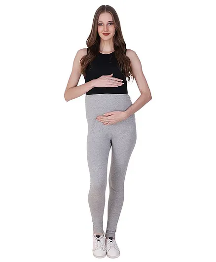 Mommy Organic Solid Colour Full Length Maternity Leggings - Grey