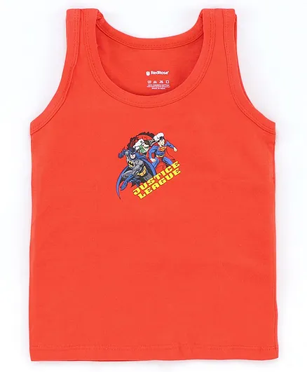 Red Rose Sleeveless Vest Justice League Print - Red