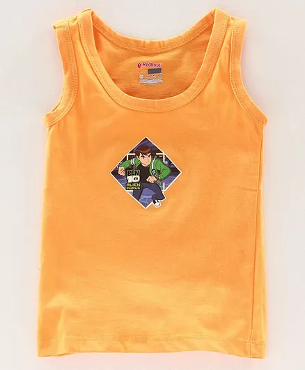 Red Rose Sleeveless Vest Ben 10 Print - Yellow