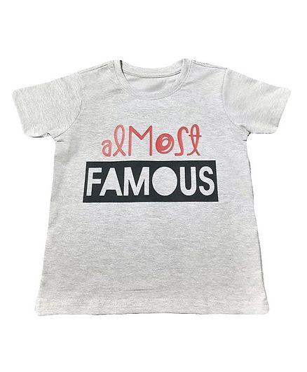 Orange Republic Half Sleeves Almost Famous Printed Tee - Light Grey