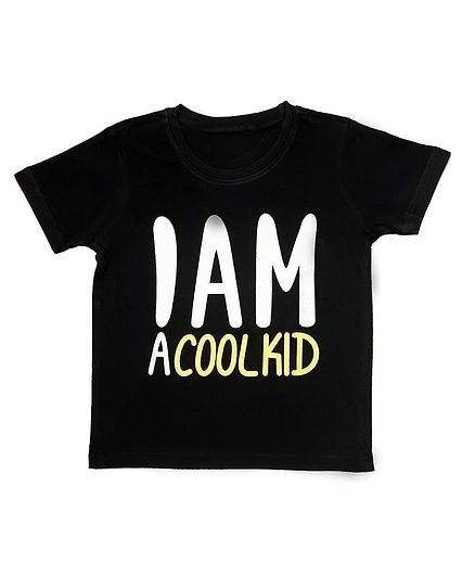 Orange Republic Half Sleeves I Am A Cool Kid Printed Tee - Navy Blue