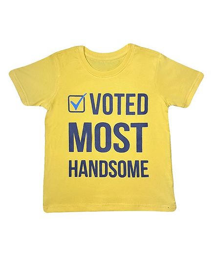 Orange Republic Half Sleeves Voted Most Handsome Printed Tee - Yellow