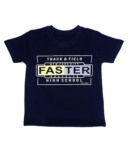 Orange Republic Half Sleeves Faster Printed Tee - Navy Blue