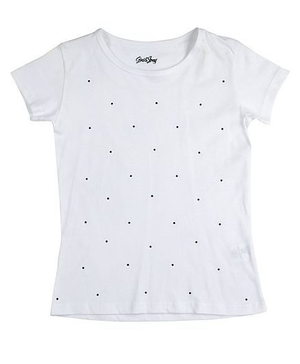 GINI & JONY Short Sleeves Polka Dotted Tee - White