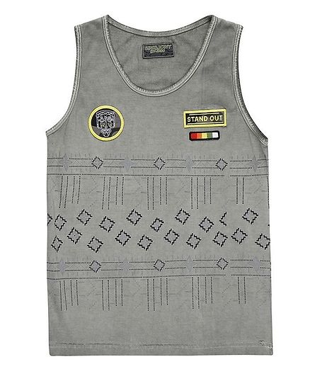 GINI & JONY Sleeveless Printed Sando - Grey