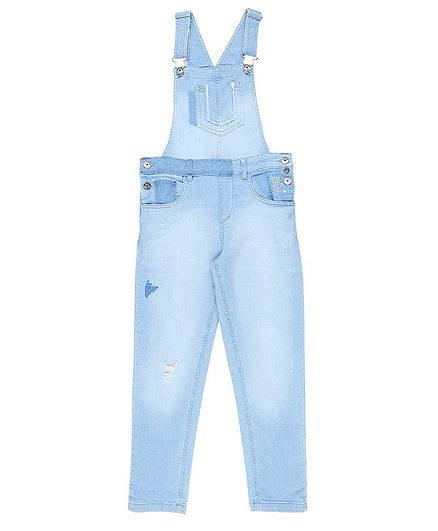 GINI & JONY Sleeveless Patch Design Dungaree - Light Blue
