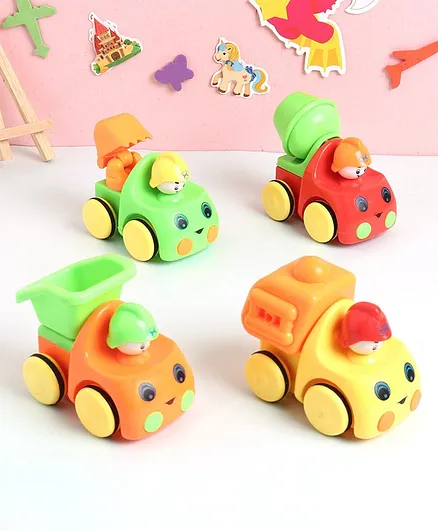 Friction Powered Vehicle Set of 4 - Multicolor