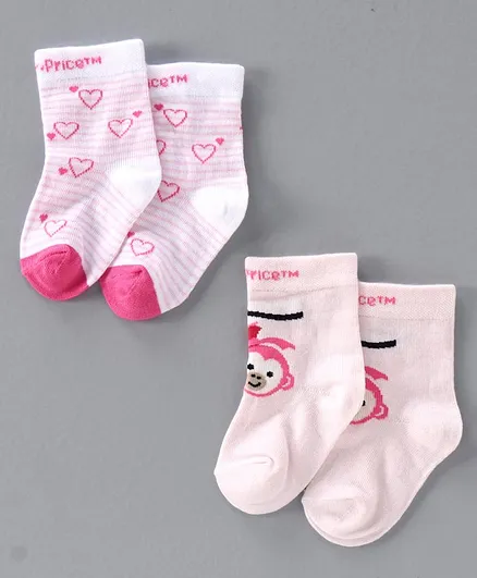 Bonjour Ankle Length Socks Pack of 2 - Pink